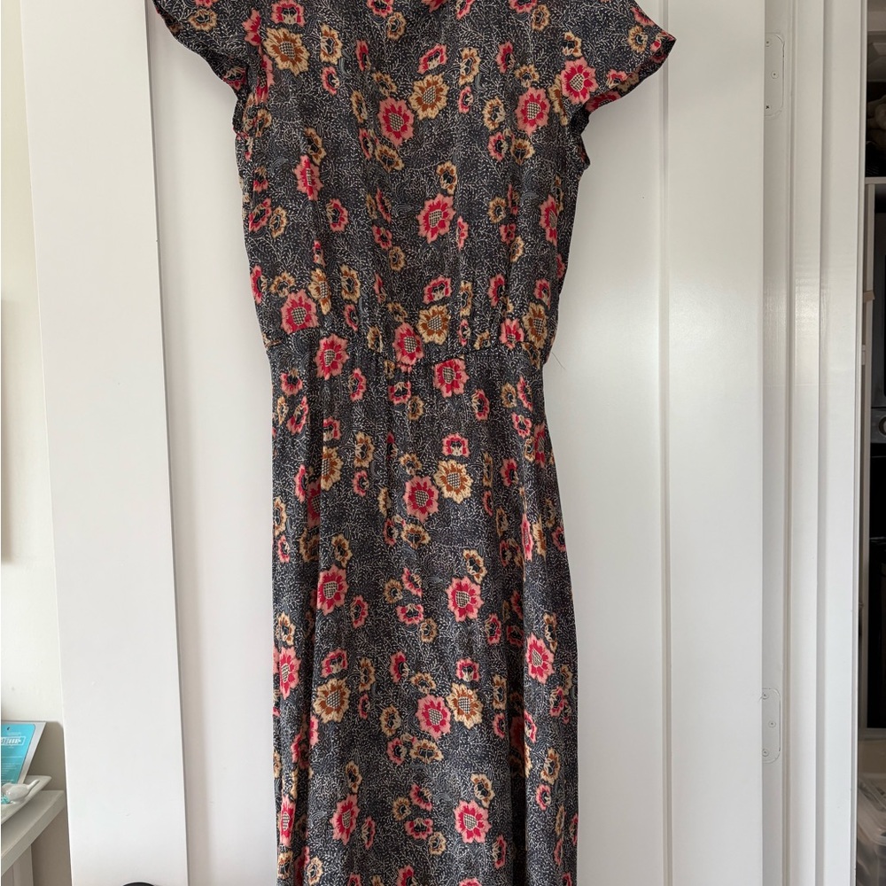 Isabel Marant floral midi dress with gathered waist seam.